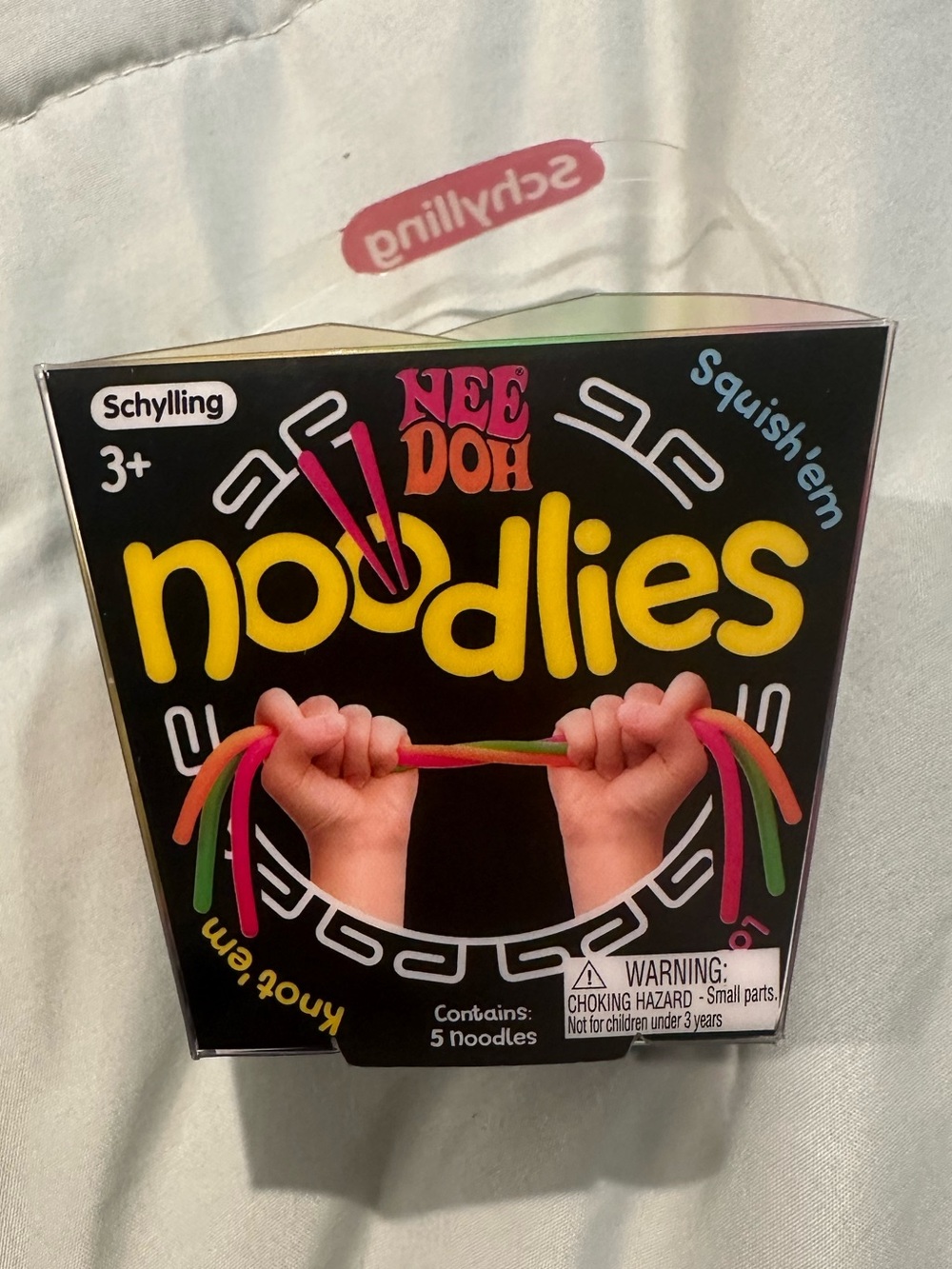 Schylling NeeDoh Noodlies Kids Plush Stretch Toy - Pink, Green, Orange
